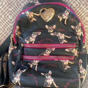 Betsy Johnson black w/Chihuahua small backpack